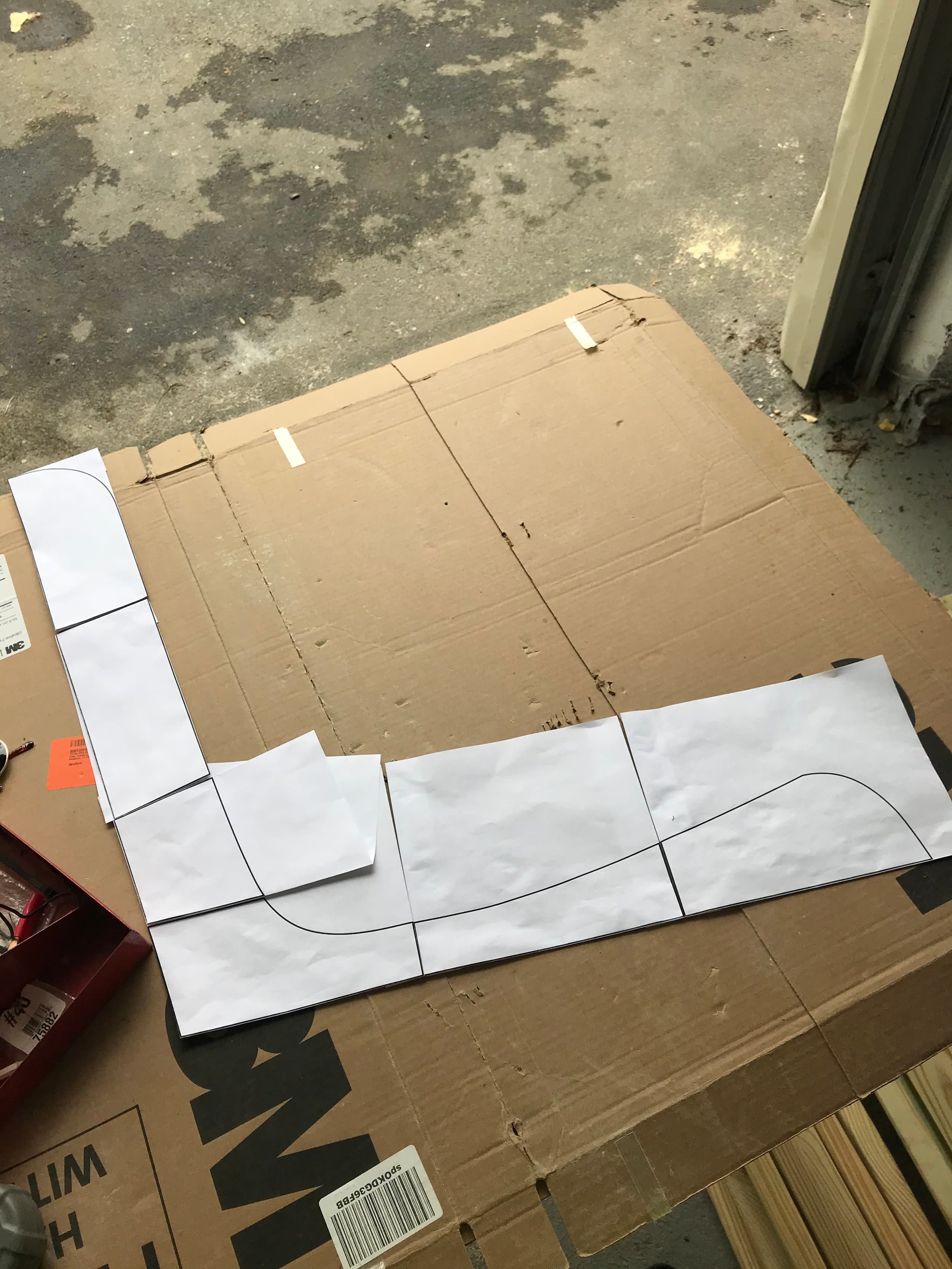 The template for the profile of the bench.