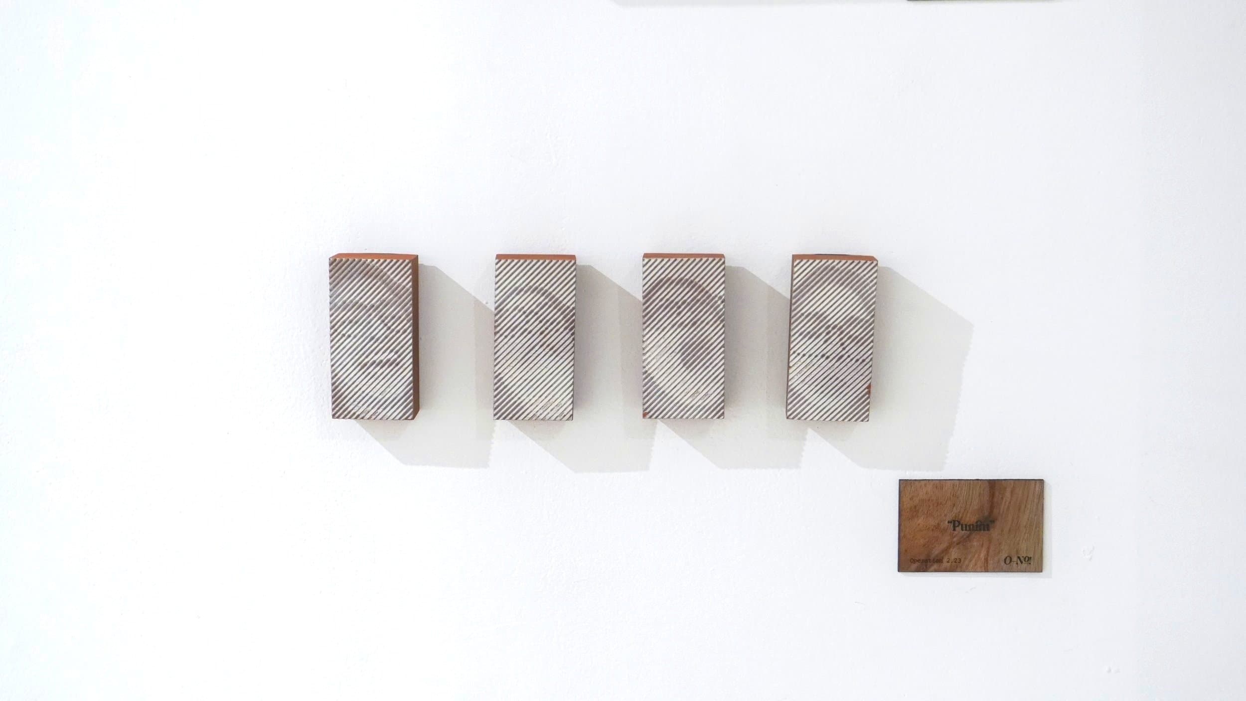 “Punim” - mahogany wooden blocks, CNC etched (v-bit) and painted