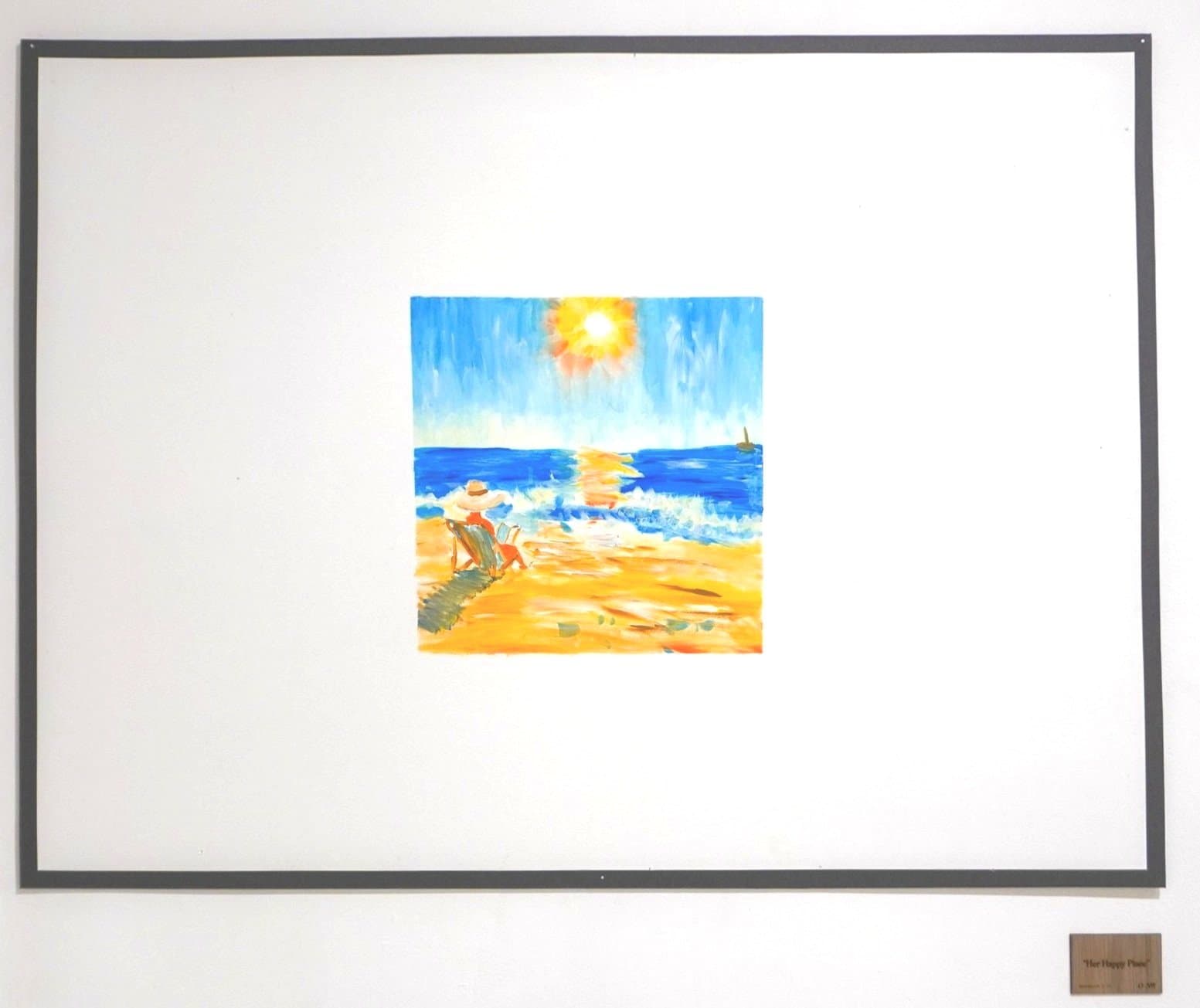 “Her Happy Place” - hand-painted on white panel