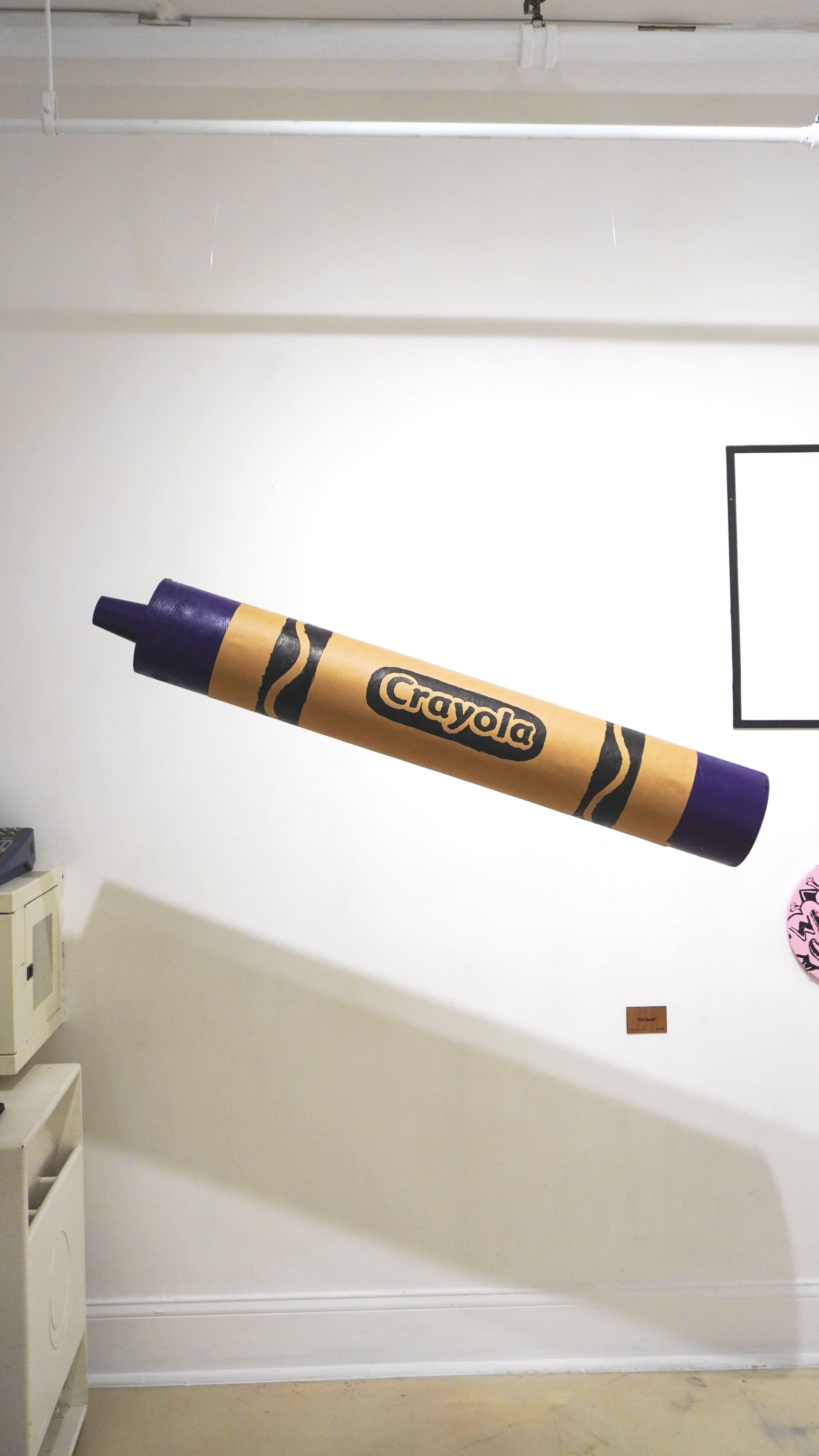 “Lil’ Harold” - cardboard, wood, and paper - hand-built and hand-painted, suspended from the ceiling by fishing line