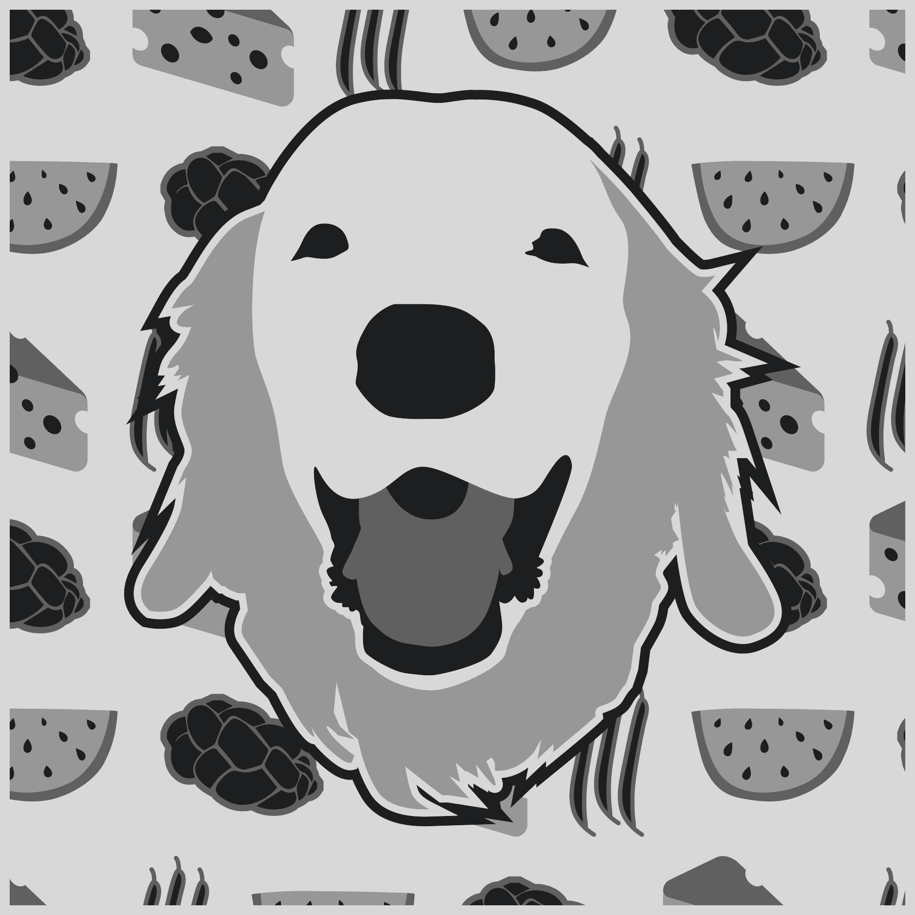 I created a graphic of his face and then filled the background with his favorite foods: cheese, challah, watermelon, and string beans.