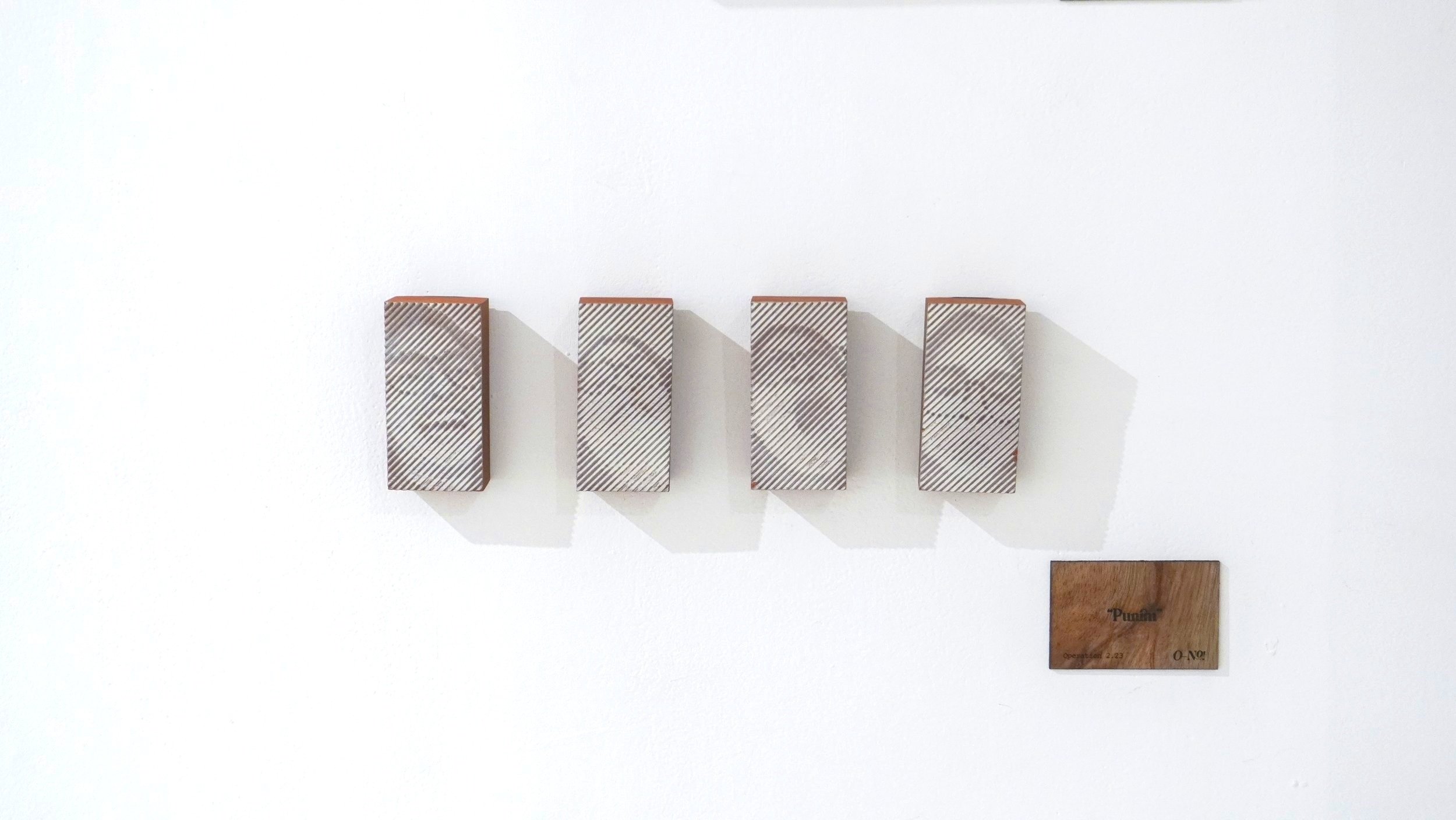 “Punim” - mahogany wooden blocks, CNC etched (v-bit) and painted