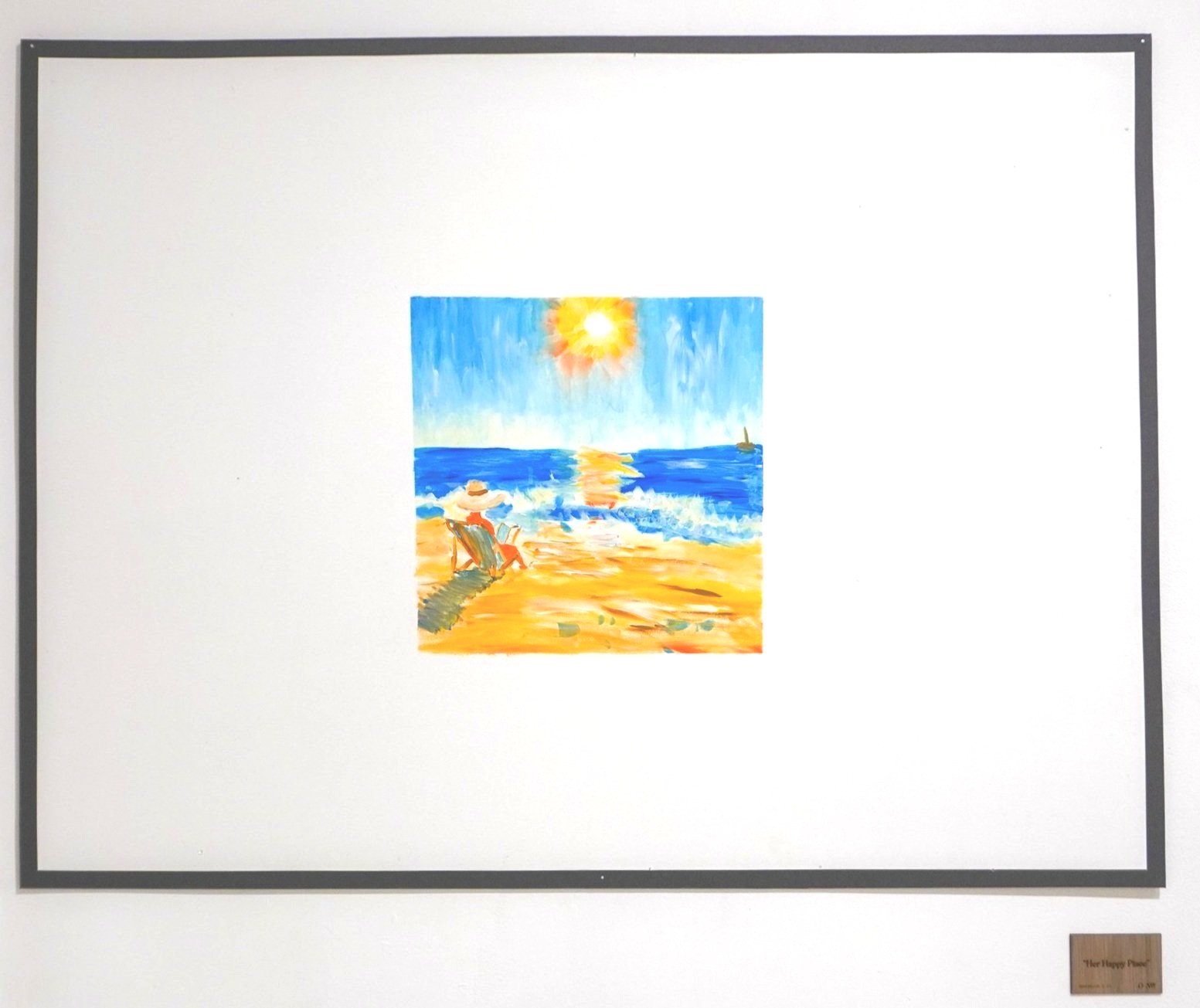 “Her Happy Place” - hand-painted on white panel