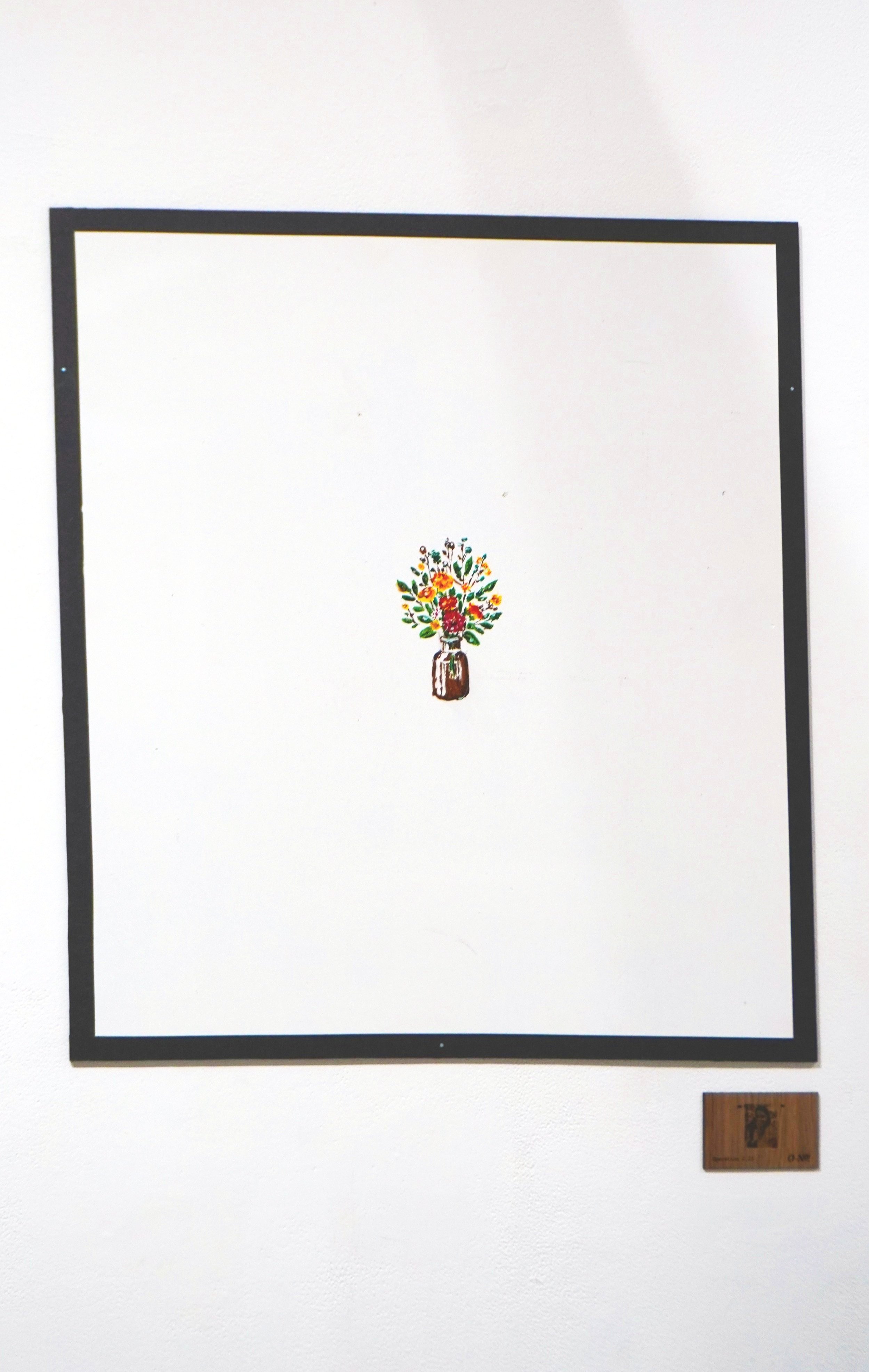 “:)” - hand-painted on white panel