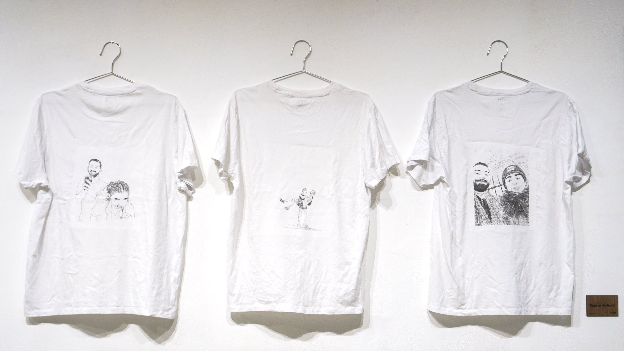“Heart on My Sleeve” - hand-drawn sketches, ironed onto t-shirts