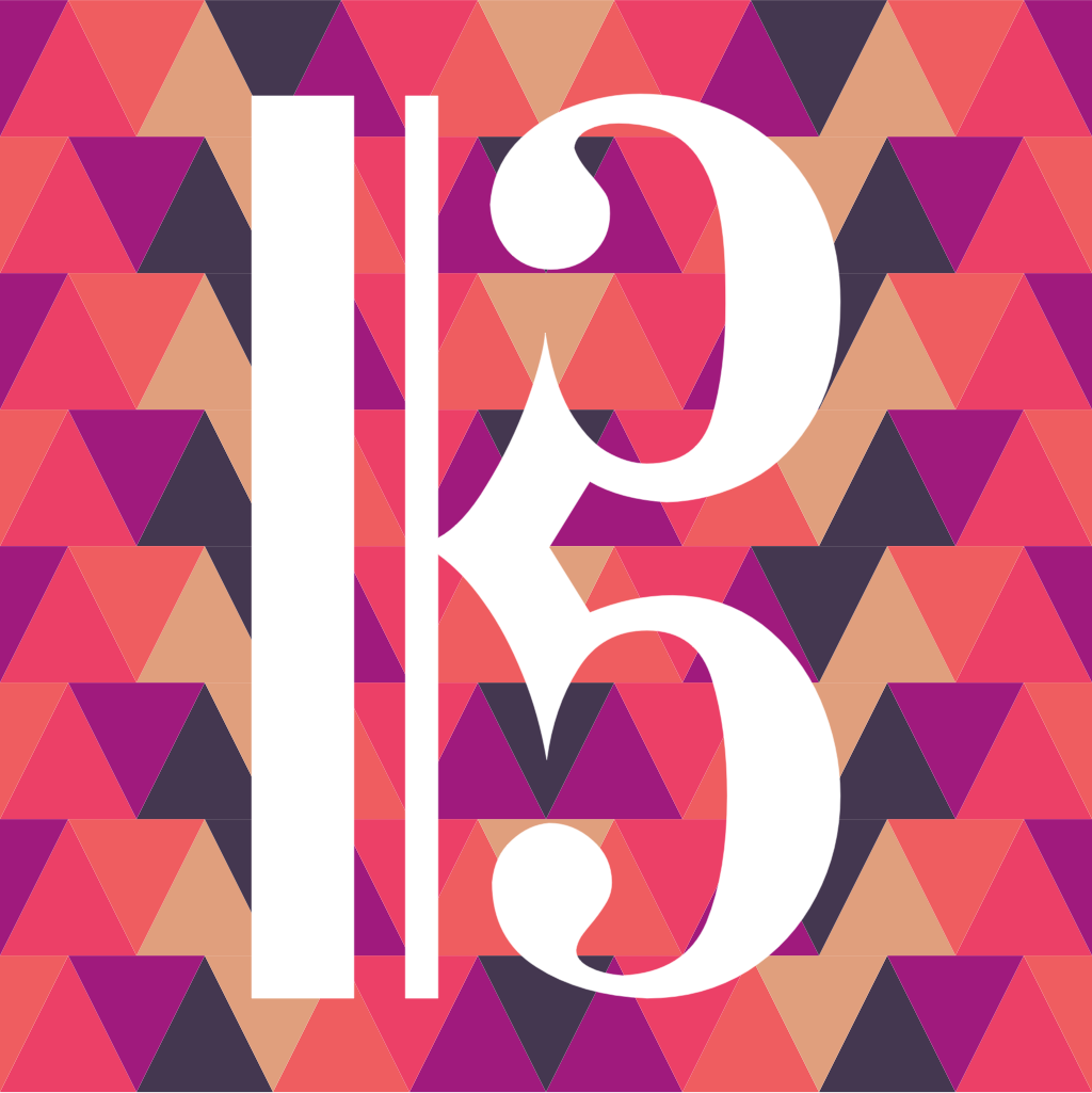The alto clef with the app pattern background behind it.